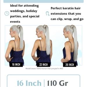 Zala Keratin Ponytail Clip In Hair 26 inches platinum blonde